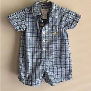 Short sleeve, polo snap one piece